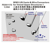 Model kit packaging for WWII IJN Vents & Wire Connectors with text and branding.