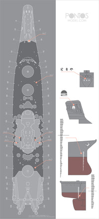 1/350 Pontos Model IJN Yamato Wooden Deck Set Black Deck 35009WD1
