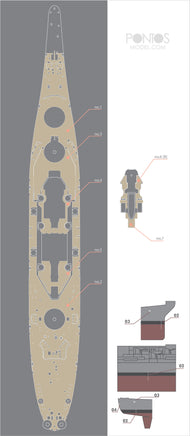 1/350 Pontos Model USS BB-63 Missouri Wooden Deck Set Yellow Deck 35010WD1