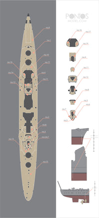 1/350 Pontos Model DKM Prinz Eugen Wooden Deck Set for R 35017WD1