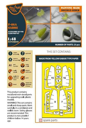 1/48 Clear Prop F-86A Double-Sided Painting Mask (CP) 48049