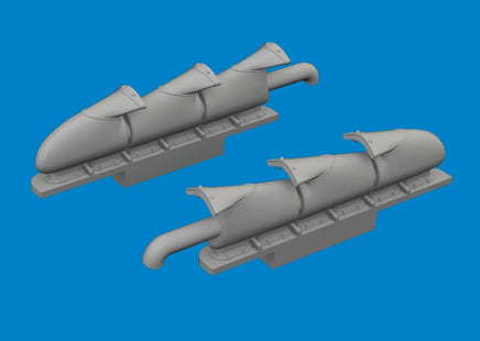 1/72 Eduard Spitfire Mk.V three-stacks exhaust fishtail PRINT Brassin for TAMIYA kit 672409