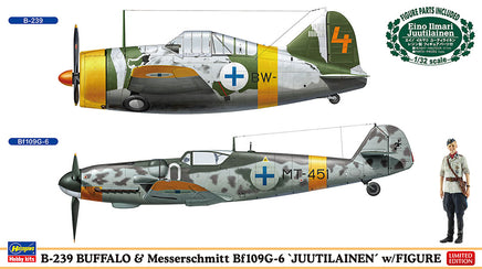1/72 Hasegawa B-239 Buffalo & Messerschmitt Bf109G-6 `Juutilainen´ w/Figure 02439