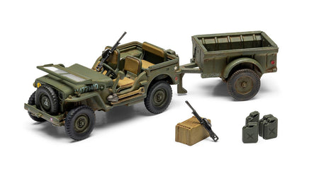 1/72 Airfix Willys British Airborne Jeep, Trailer & 75mm Howitzer M1 Gun D-Day A02339