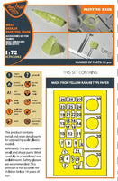 Close-up view of Clear Prop A72062 die-cut paint mask sheet displaying canopy and window masks for 1/72 scale M6A1 Seiran aircraft model
