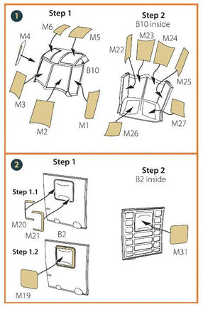 Detailed view of Clear Prop A72051 self-adhesive paint masks showing precision-cut shapes for 1/72 scale UH-2 A/B Seasprite kit CP72002 painting
