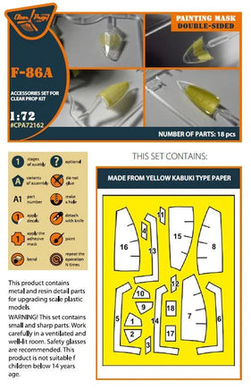 1/72 Clear Prop F-86A Double-Sided Painting Mask (CP) 72162