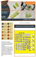 Close-up view of Clear Prop A72027 die-cut paint mask sheet displaying greenhouse-style canopy and window masks for 1/72 Ki-51 Sonia aircraft
