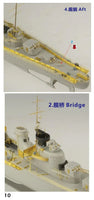 Model of a ship with labeled parts on a white background