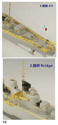 Model of a ship with labeled parts on a white background