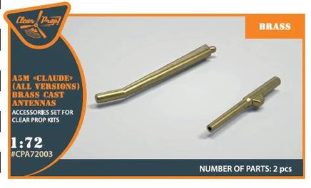 Clear Prop A72003 brass cast metal antenna parts for 1/72 scale Mitsubishi A5M Claude early version aircraft model, showing detailed casting on sprue
