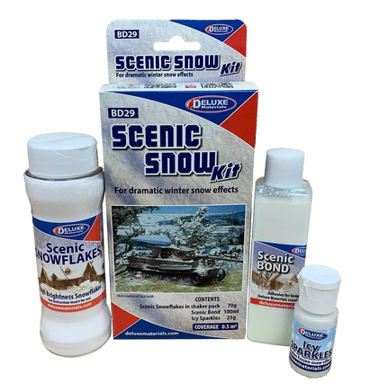 Scenic Snow Kit with bottles and packaging on a white background
