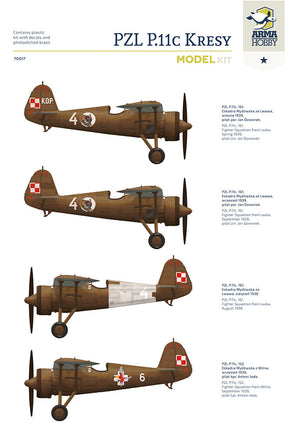 1/72 Arma Hobby PZL P.11C Kresy Model Kit 70017