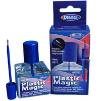 Deluxe Materials Plastic Magic glue bottle with packaging on a white background