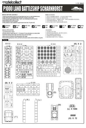 1/72 ModelCollect German WWII P1000 Land Battleship "Scharnhorst" 72303