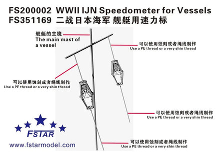 Diagram of WWII IJN speedometer for vessels with text and FSTAR logo.