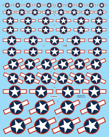 1/48 Fundekals STARS & BARS STANDARD WWII 48011