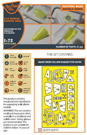 1/72 Clear Prop F-2A Fighter Double-Sided Painting Mask on Yellow Kabuki Paper for Finemolds Kits 72089