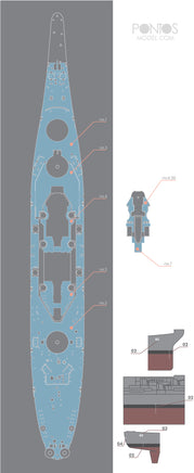 1/350 Pontos Model USS Missouri Wooden Deck Set Blue Deck 35002WD1