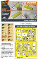 Clear Prop A48011 paint mask instruction sheet displaying masking placement guide and application steps for 1/48 ICM OV-10 Bronco canopy and clear parts
