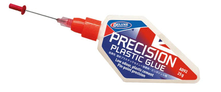 Deluxe Precision Plastic Glue container with red applicator on a white background