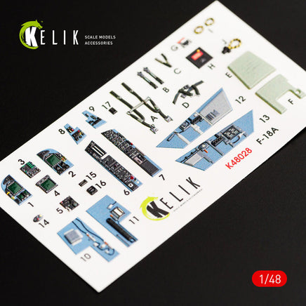1/48 Kelik F/A-18A Hornet interior 3D decals for Kinetic kit K48028