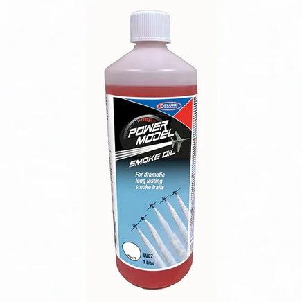 Bottle of Power Model smoke oil on a white background