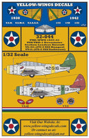 Yellow-Wings Decals packaging with airplane illustrations and text on a yellow background