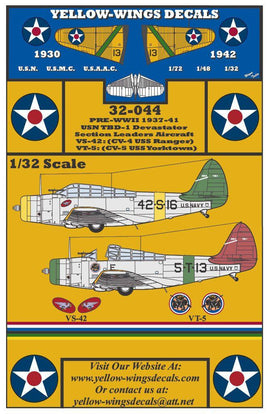 Yellow-Wings Decals packaging with airplane illustrations and text on a yellow background