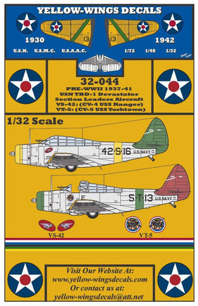 Yellow-Wings Decals packaging with airplane illustrations and text on a yellow background