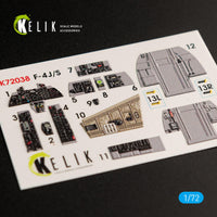 1/72 Kelik F-4J/S Phantom II interior 3D decals for Hasegawa kit K72038