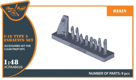 1/48 Clear Prop I-16 Type 5 Resin Exhausts 48026