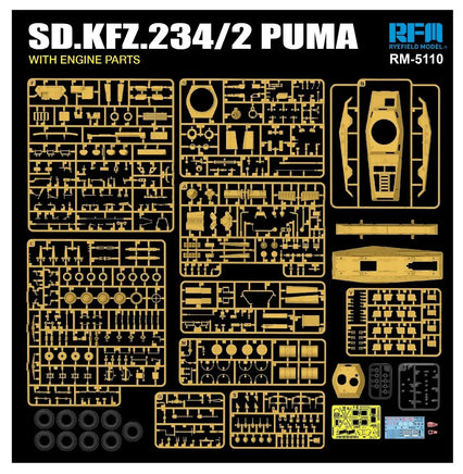 1/35 Ryefield Models Sd.Kfz.234/2 PUMA with Engine Parts 5110