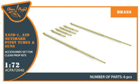 Clear Prop A72040 product packaging showing turned brass pitot tubes and gun barrels for 1/72 scale XA2D-1 A2D Skyshark aircraft model kit with MPM Hobbies branding
