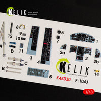 1/48 Kelik F-104J Starfighter interior 3D decals for Kinetic kit K48030