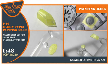 1/48 Clear Prop I-16 (Early Version) Painting Mask on Yellow Kabuki Paper 48020