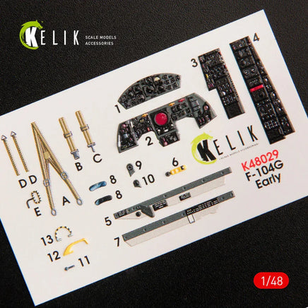 1/48 Kelik F-104G Starfighter early type interior 3D decals for Hasegawa kit K48029