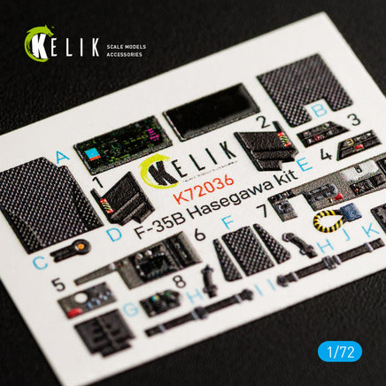 1/72 Kelik F-35B Interior 3D Decals for Hasegawa Kit K72036