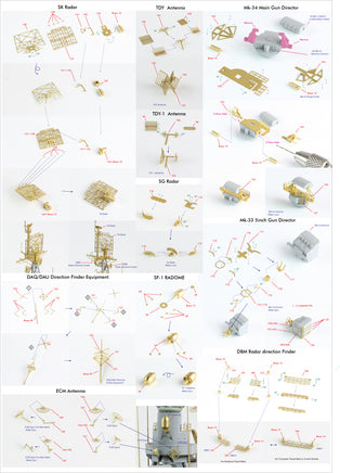 1/350 Pontos Model USS CA-35 Indianapolis 1945 Detail Up Set for Academy 35017F1