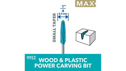 Dremel 1/4" Small Taper Wood & Plastic Max Power Carving Bit 9952
