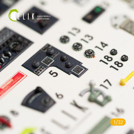 1/32 Kelik P-40M Interior 3D Decals for Trumpeter Kit K32005