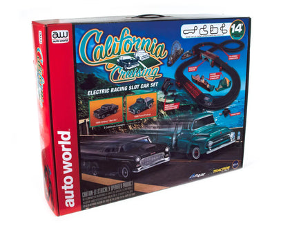 HO Auto World 14' California Cruising "The Pacific Coast Highway" Slot Race Set RS331R
