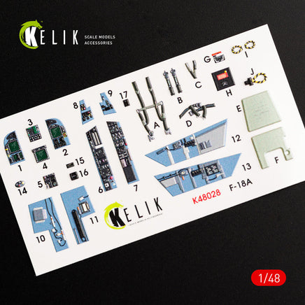 1/48 Kelik F/A-18A Hornet interior 3D decals for Kinetic kit K48028