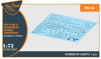 Clear Prop D72001 decal sheet packaging showing technical stencils for 1/72 scale UH-2 SH-2-2 Seasprite early version helicopter with MPM Hobbies branding
