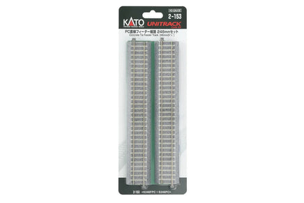 HO Kato 246mm (9 3/4″) Concrete Tie Feeder Track w/ Cable 2-153