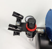 Vigiart HS-H4 airbrush holder side angle view displaying dual airbrush mounting slots and stable base design for workspace organization
