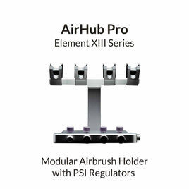 AirHub Pro modular airbrush holder with PSI regulators on a white background