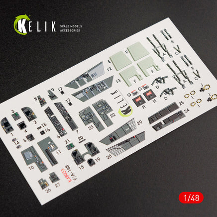 1/48 Kelik F/A-18B Hornet interior 3D decals for Kinetic kit K48033