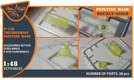 1/48 Clear Prop P-47B Thunderbolt Double-Sided Painting Mask on Yellow Kabuki Paper for Dora Wings Kit 48039