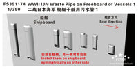 Model kit packaging for WWII IJN Waste Pipe on Freeboard of Vessels with installation instructions.